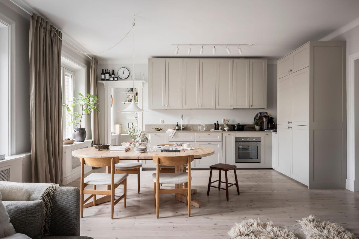 A Light Color Palette in a Stylish Renovated Late 19th Century Apartment 9 light colored scandinavian kitchen
