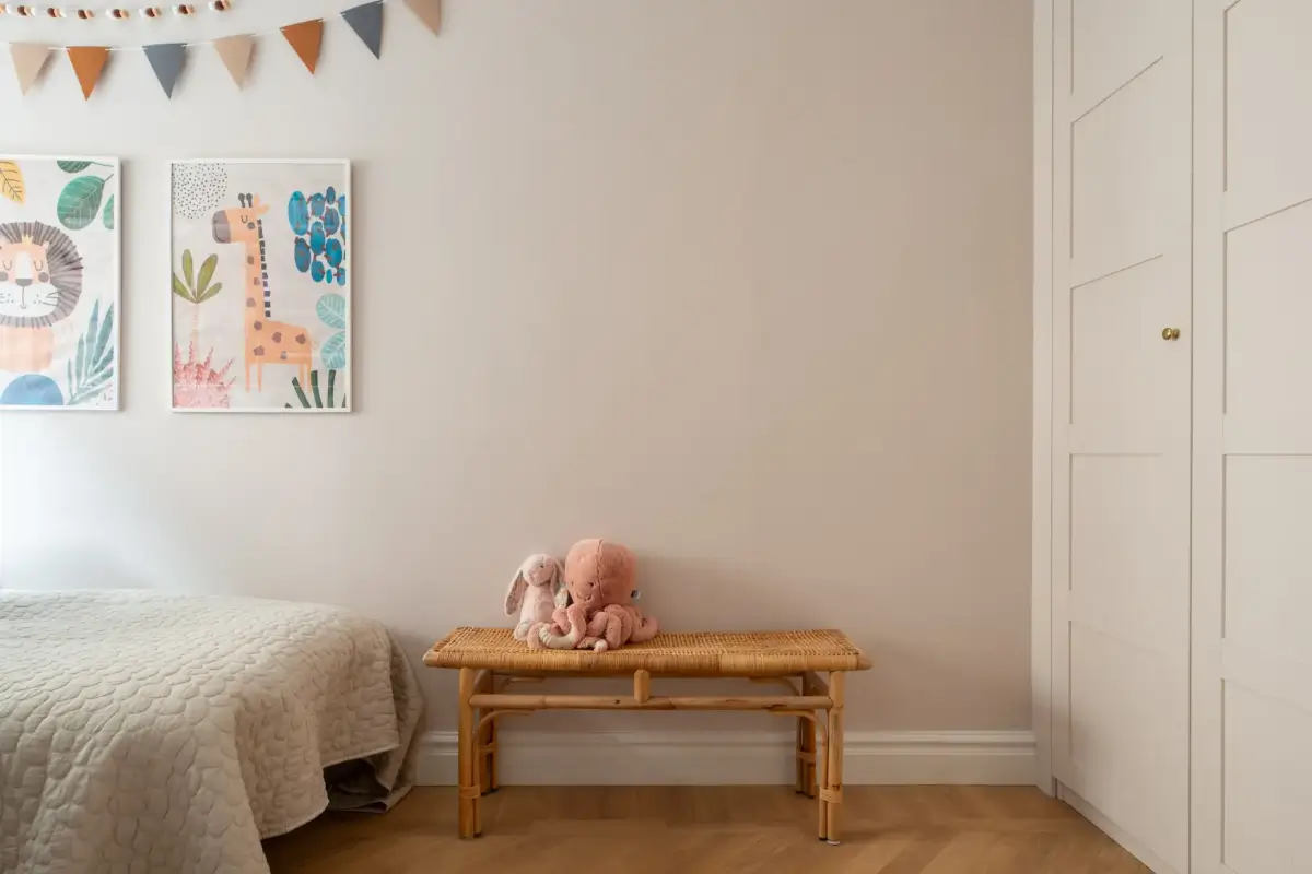 A Green Kitchen in a Classic Scandinavian Apartment 18 light gray childrens bedroom