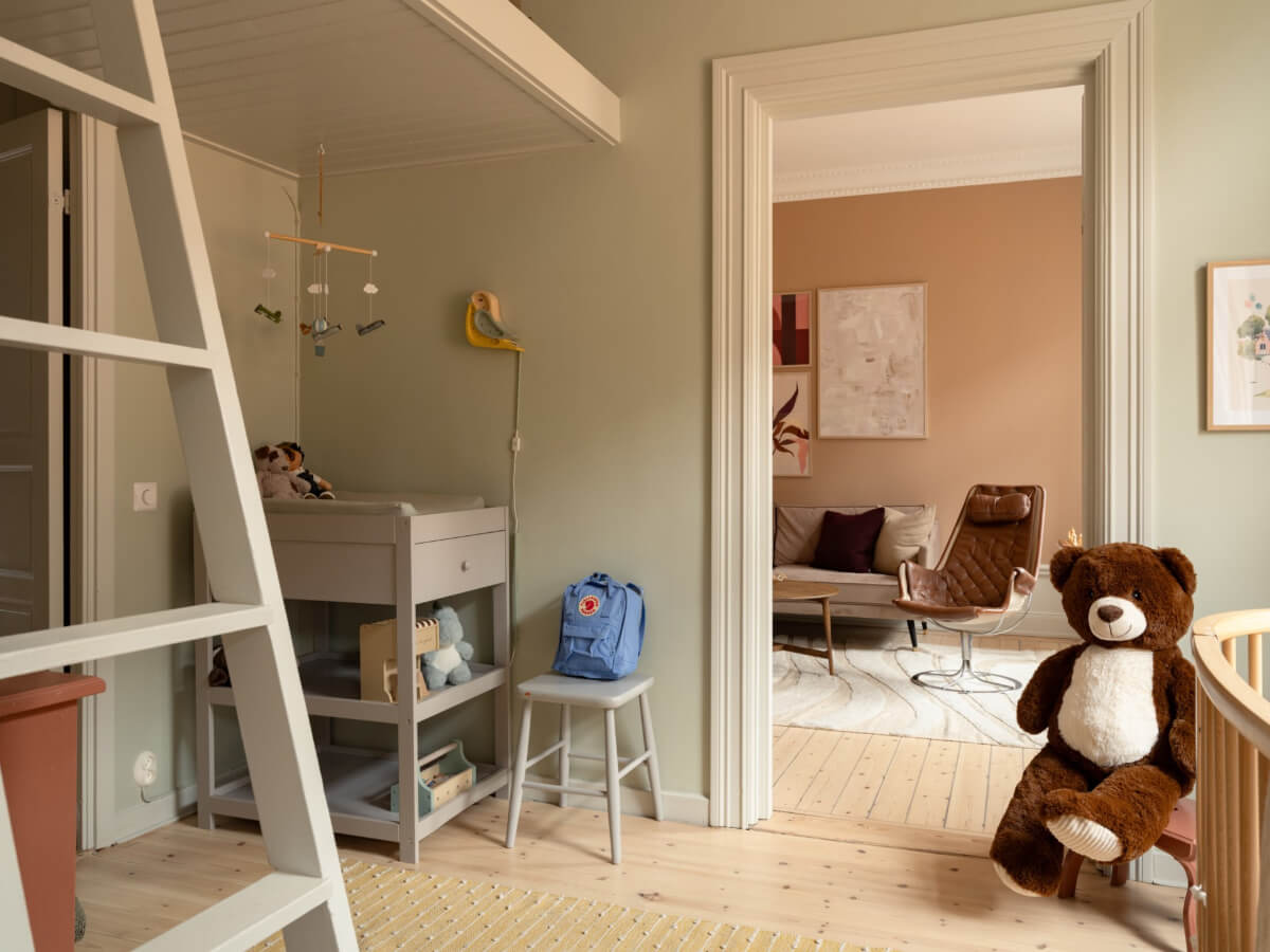 Soft Color Tones in a Renovated Turn-of-the-Century Apartment 16 light green childrens bedroom