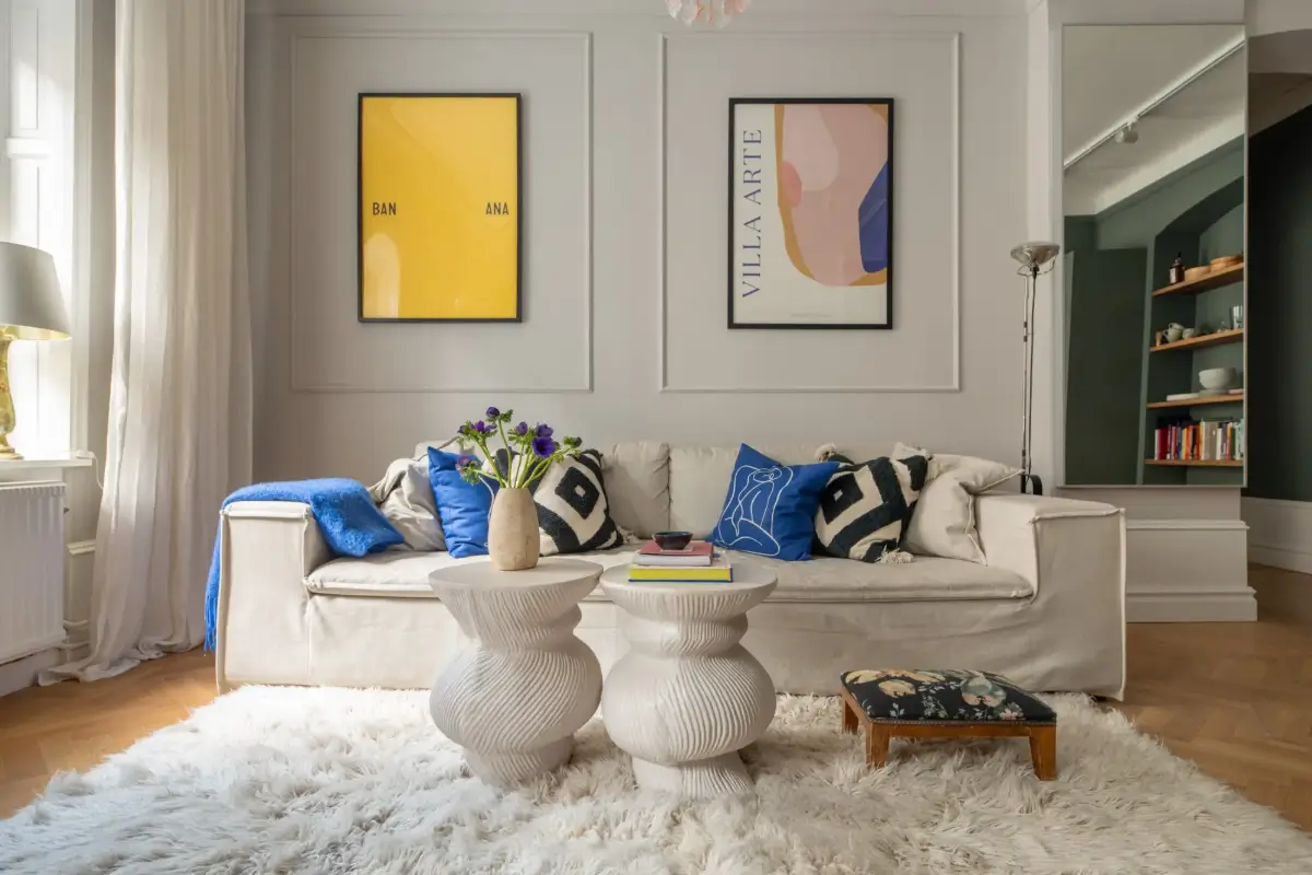 A Green Kitchen in a Classic Scandinavian Apartment 4 living room shag rug