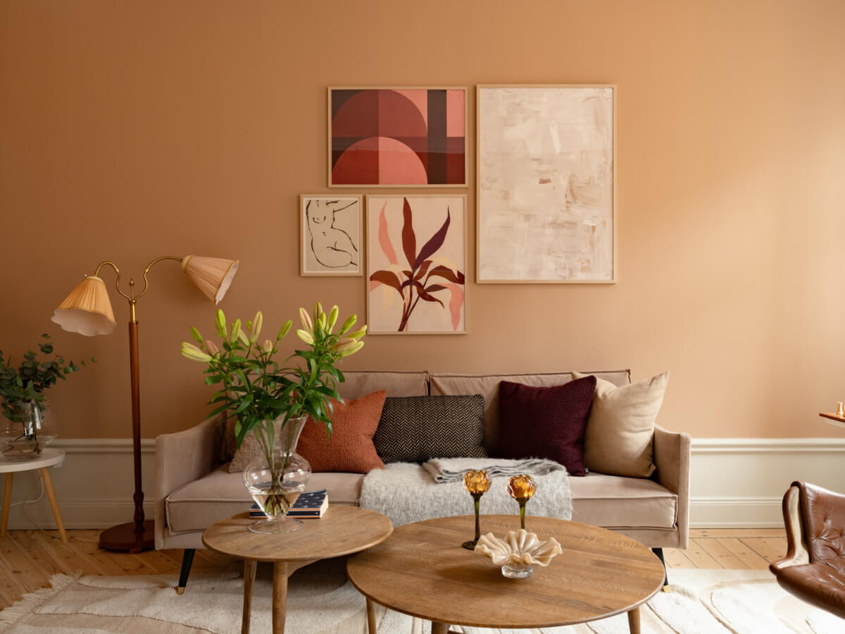 Soft Color Tones in a Renovated Turn-of-the-Century Apartment 2 living room warm walls