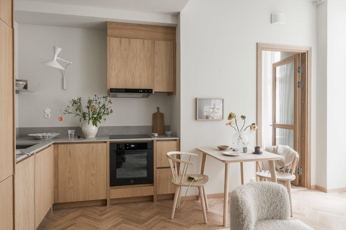 A Light-Filled Contemporary Swedish Apartment 8 oak ktichen