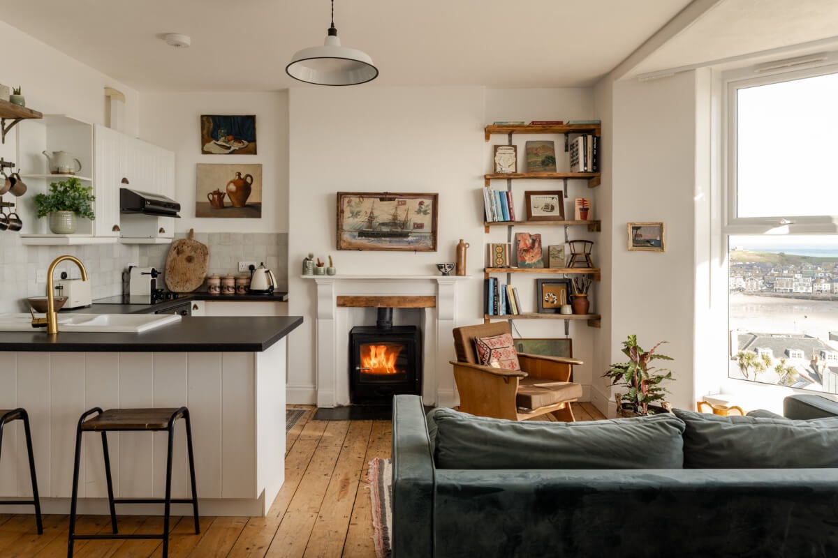A Small Victorian Apartment by the Sea in Cornwall 2 open plan living room seaside apartment