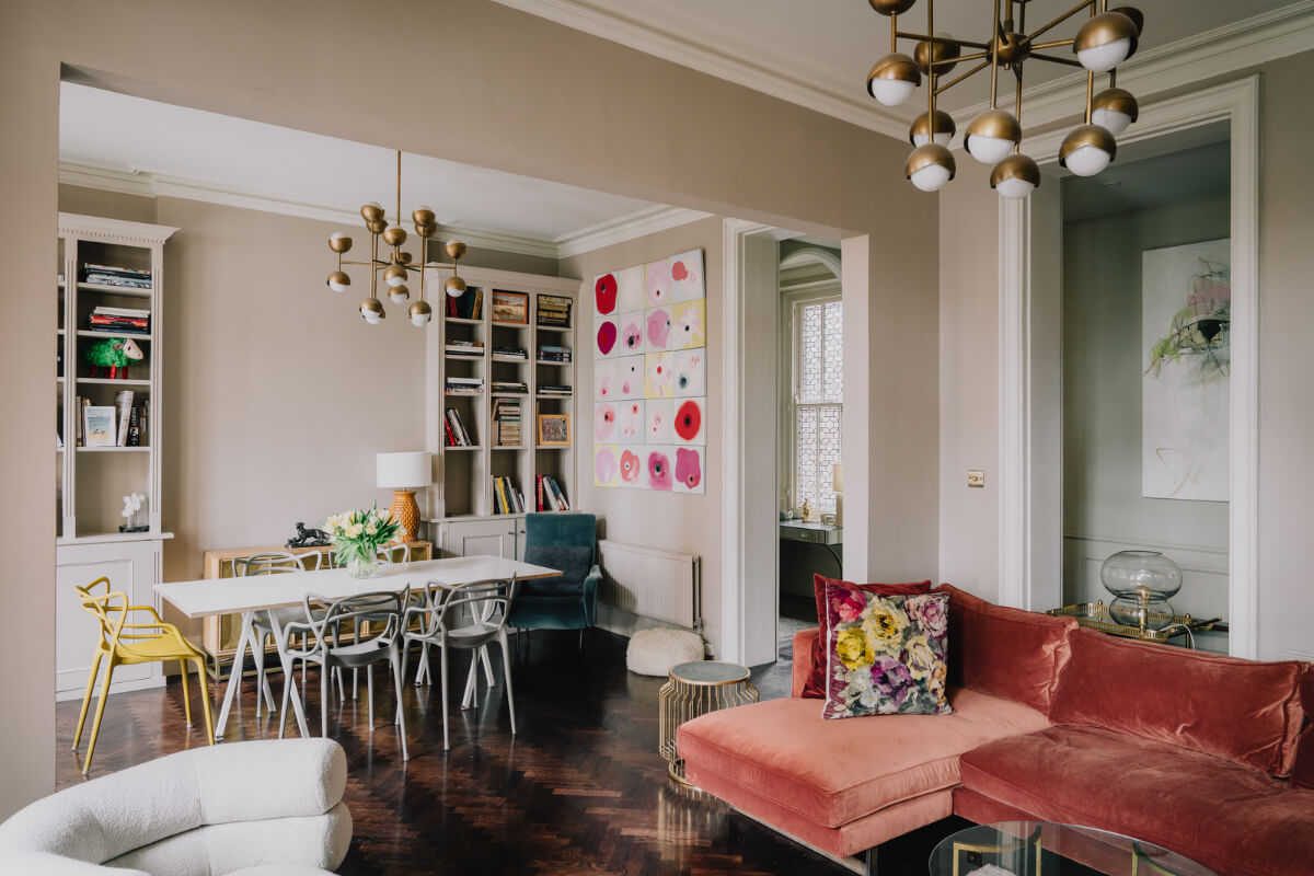 A Stunning Edwardian Apartment with High Ceilings and Period Details 4 open plan living room