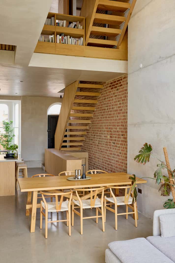 Contemporary Architect-Designed Interiors in a Victorian House 10 open plan living space brick wall
