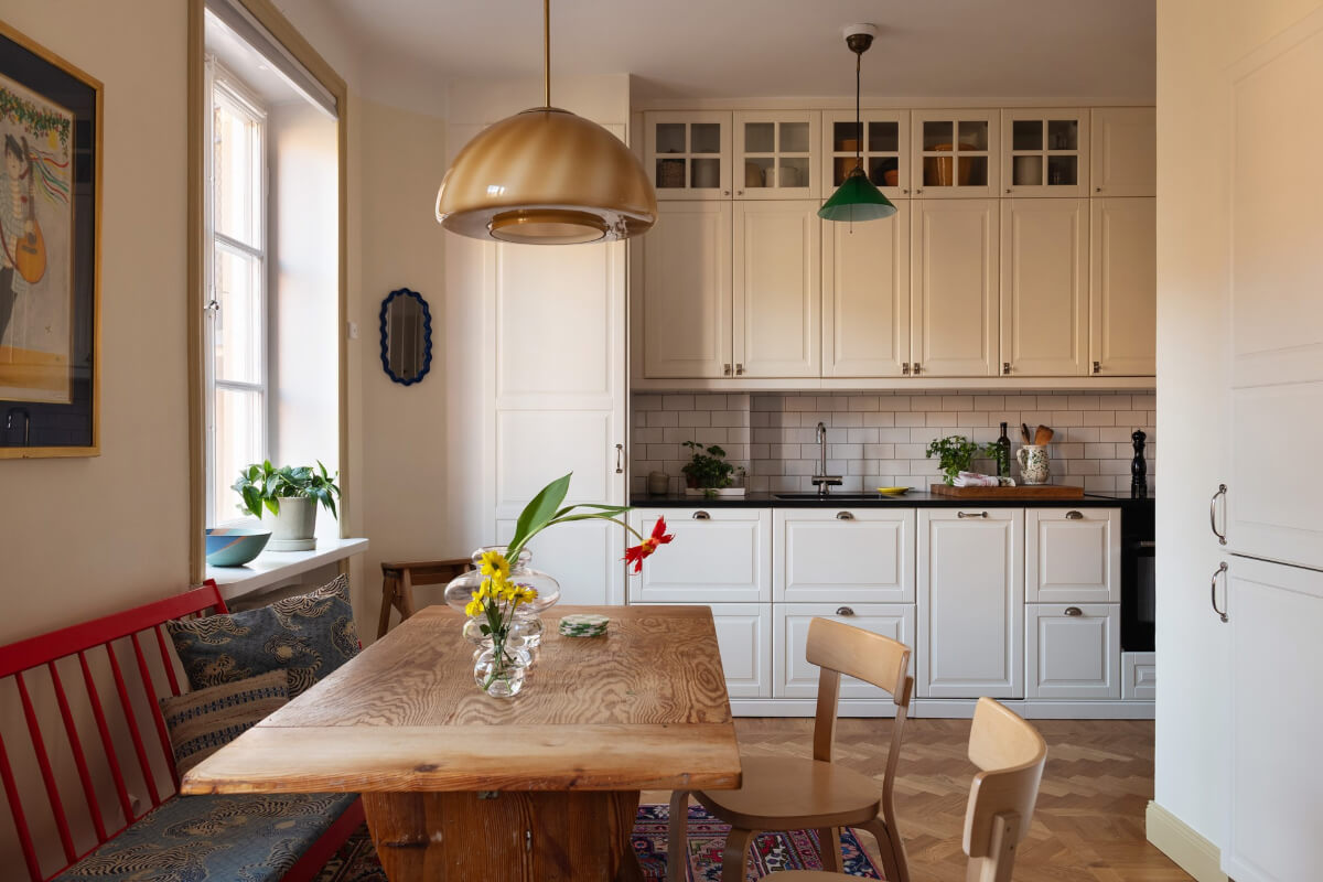 open plan living space classic kitchen