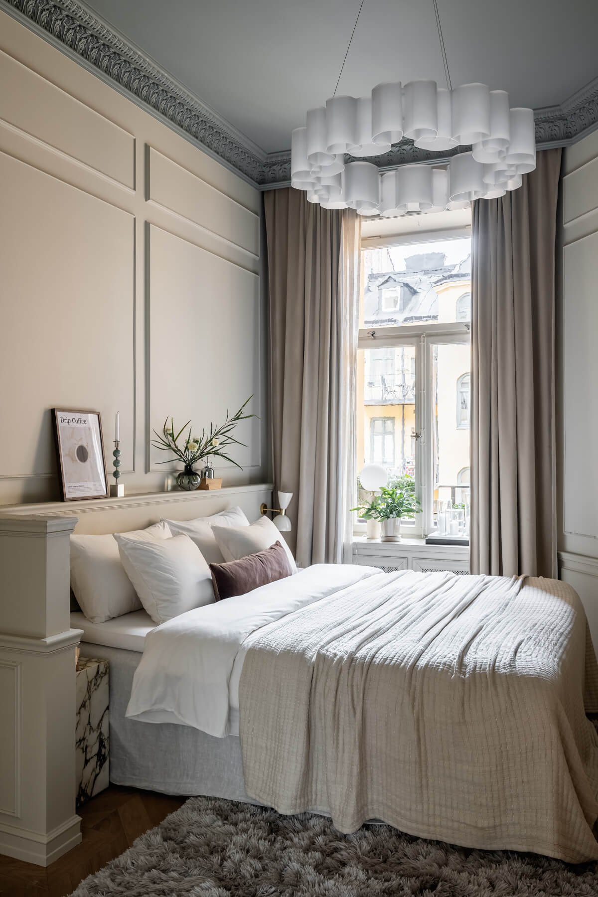 View of A Luxurious Stockholm Apartment with Period Features and a Blue ...