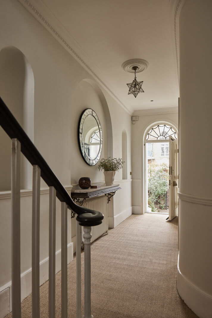serene hallway arched niche