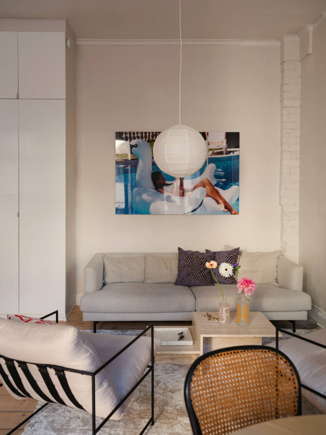 A Small Apartment with Contemporary Furniture in a 19th-Century Building 13 small sitting area