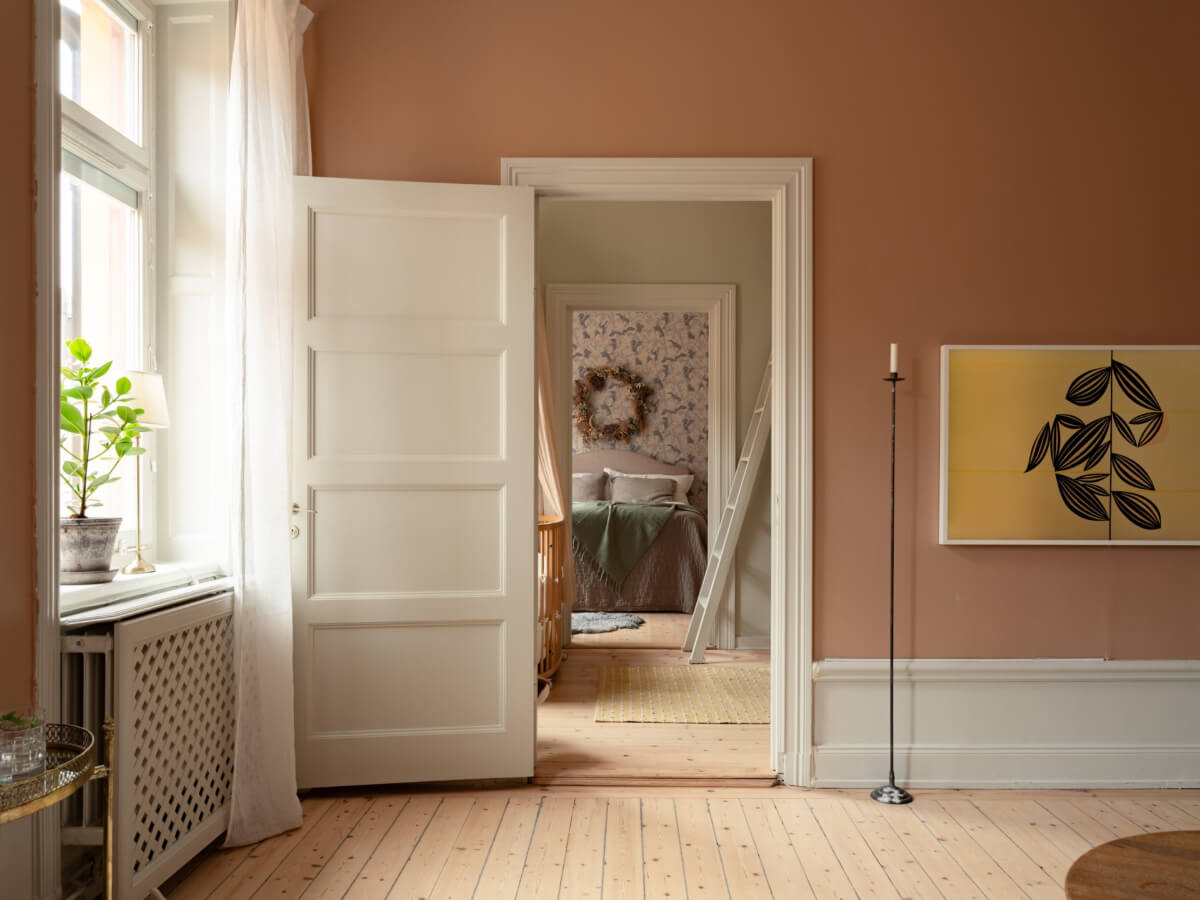 Soft Color Tones in a Renovated Turn-of-the-Century Apartment 14 view through bedrooms