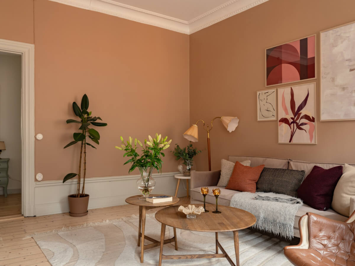 Soft Color Tones in a Renovated Turn-of-the-Century Apartment 4 warm earthy beige-pink walls