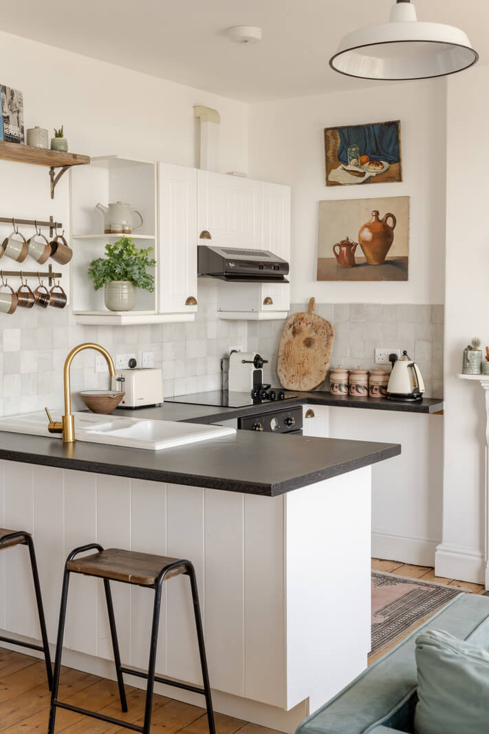 A Small Victorian Apartment by the Sea in Cornwall 8 white kitchen seaside apartment