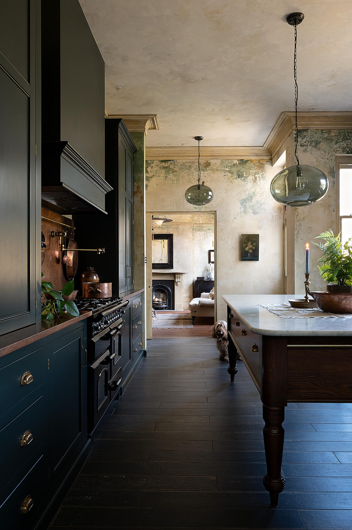 A Green Classic English deVOL Kitchen in a Restored Georgian House