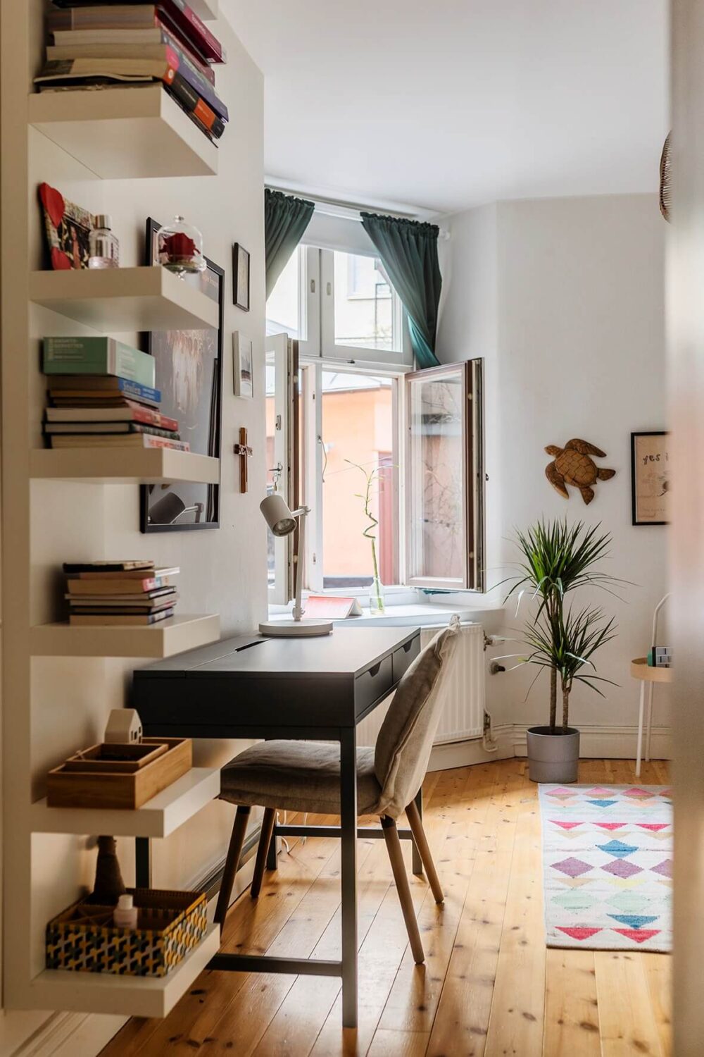A Bright Family Apartment in Södermalm 19 black bedroom desk
