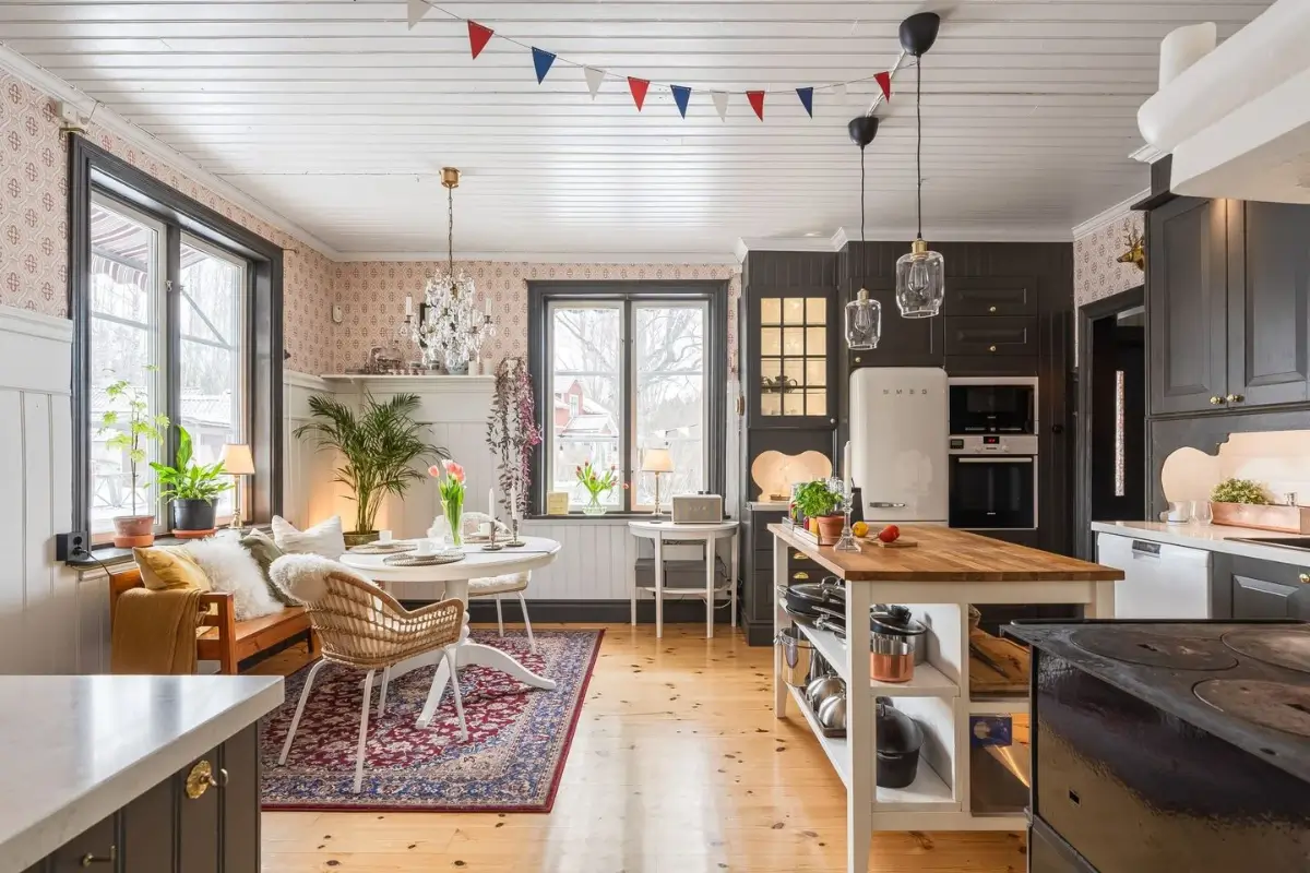 A Cozy Country House in Sweden Filled with Wallpapers 1 country kitchen wallpaper