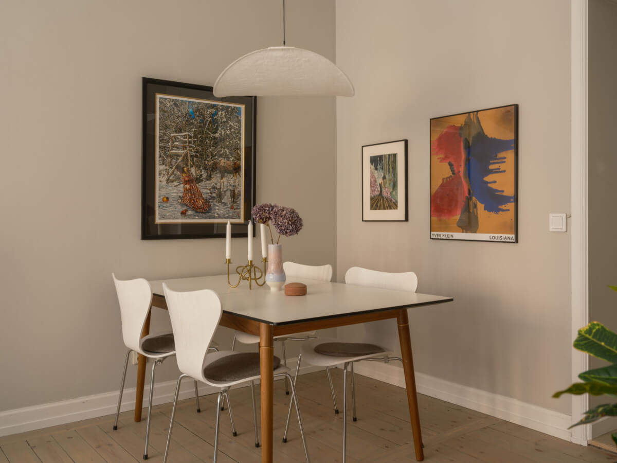 A Muted Palette and a Cozy Kitchen Breakfast Nook in a Swedish Apartment 7 dining table