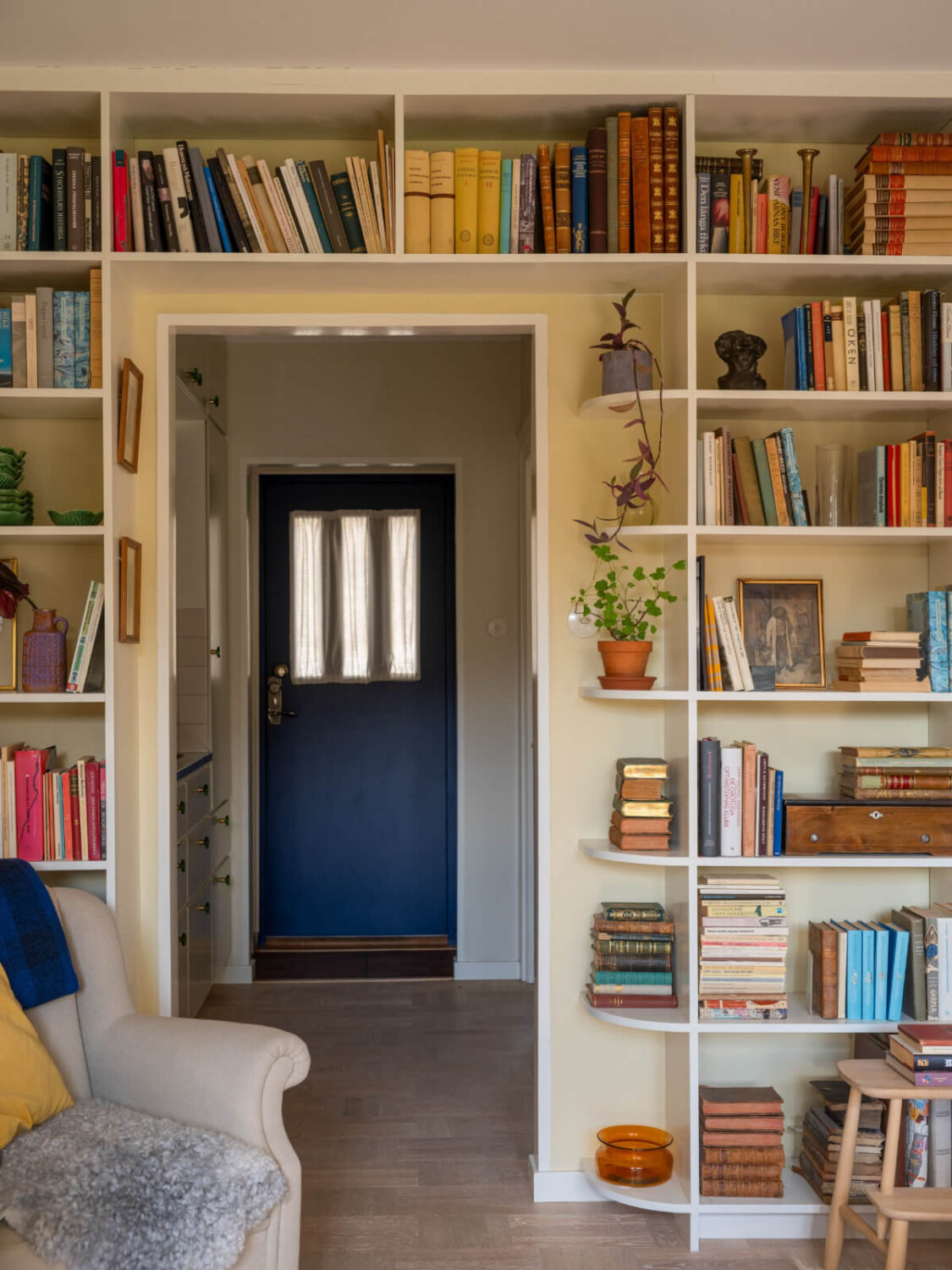doorway with bookshelves