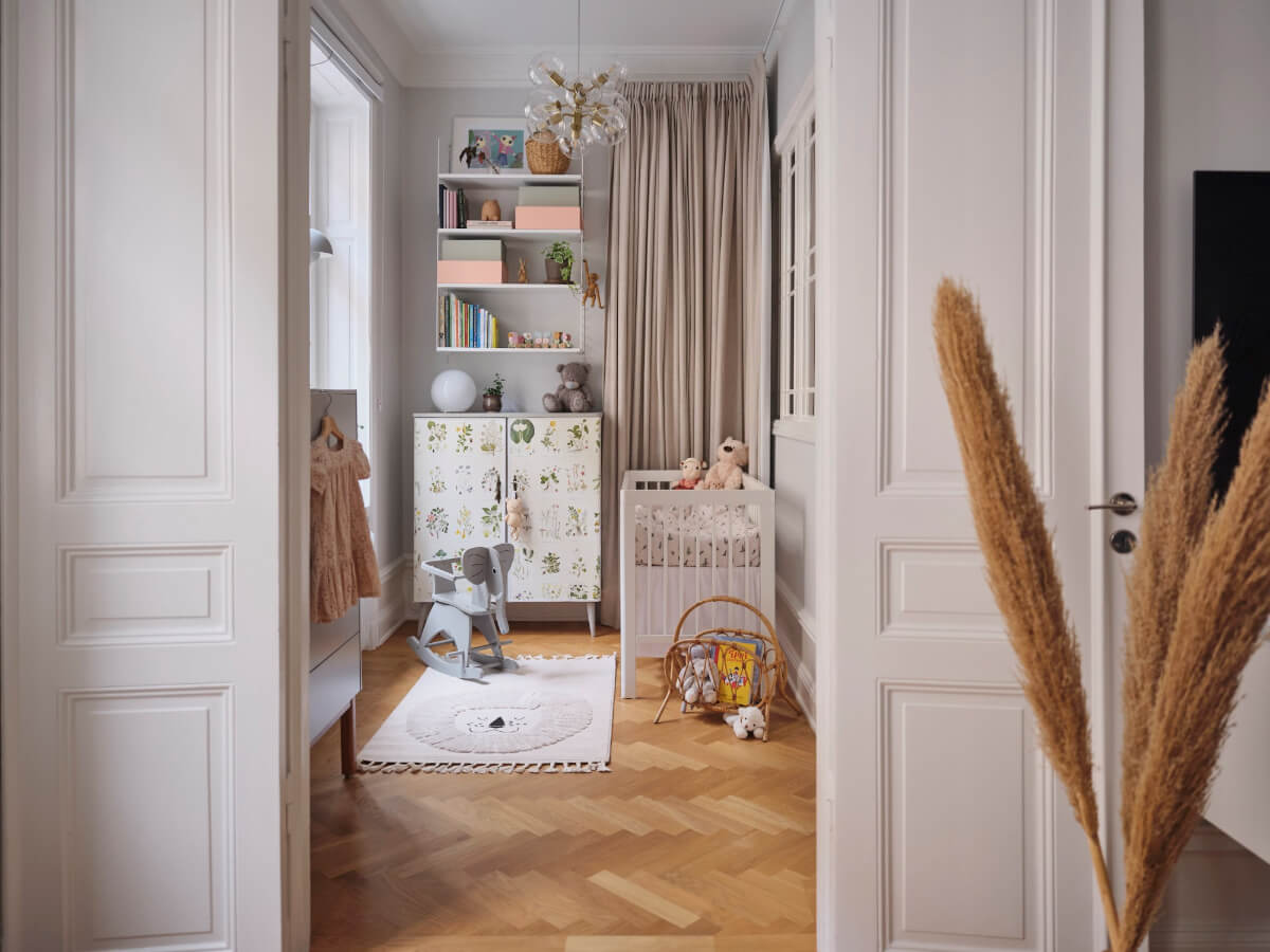 Classic Elements and Light Rooms in a Lovely Family Apartment 9 double wooden doors nursery