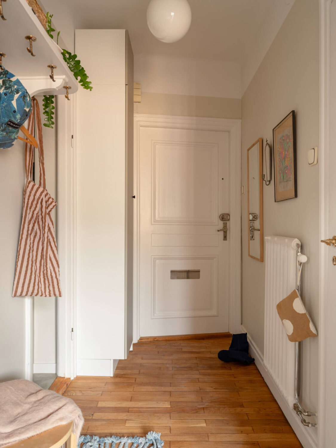 A Blue and Pink Studio Apartment with a Large Balcony 15 hall built-in cabinet