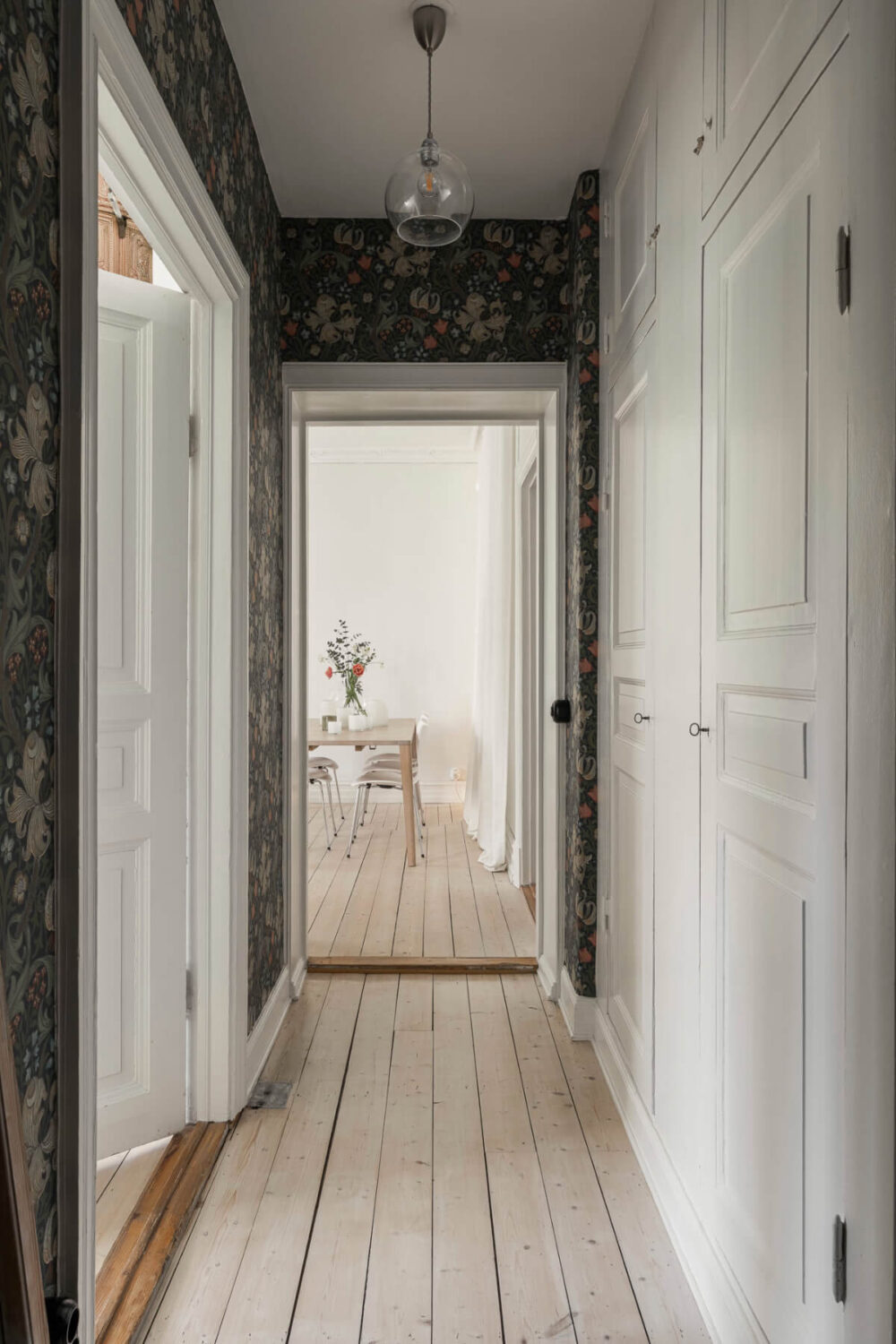A Bright Swedish Apartment with Period Features and a Green Kitchen 10 hall built-in wardrobes