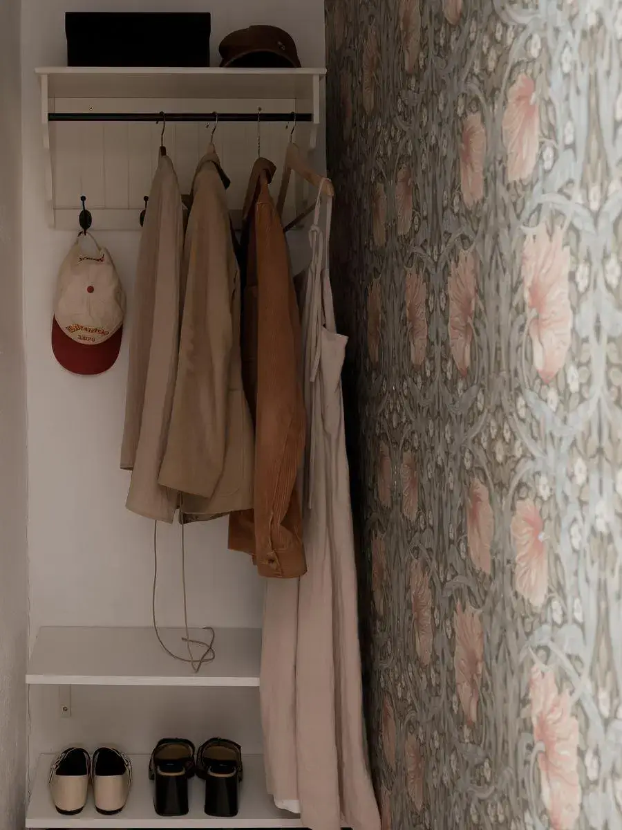 Gray Walls in a Renovated 19th-Century Gothenburg Apartment 20 hall storage