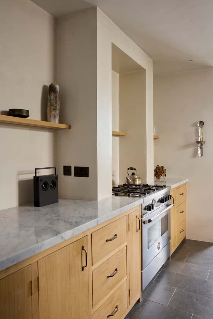 kitchen oak cabinets marble countertop