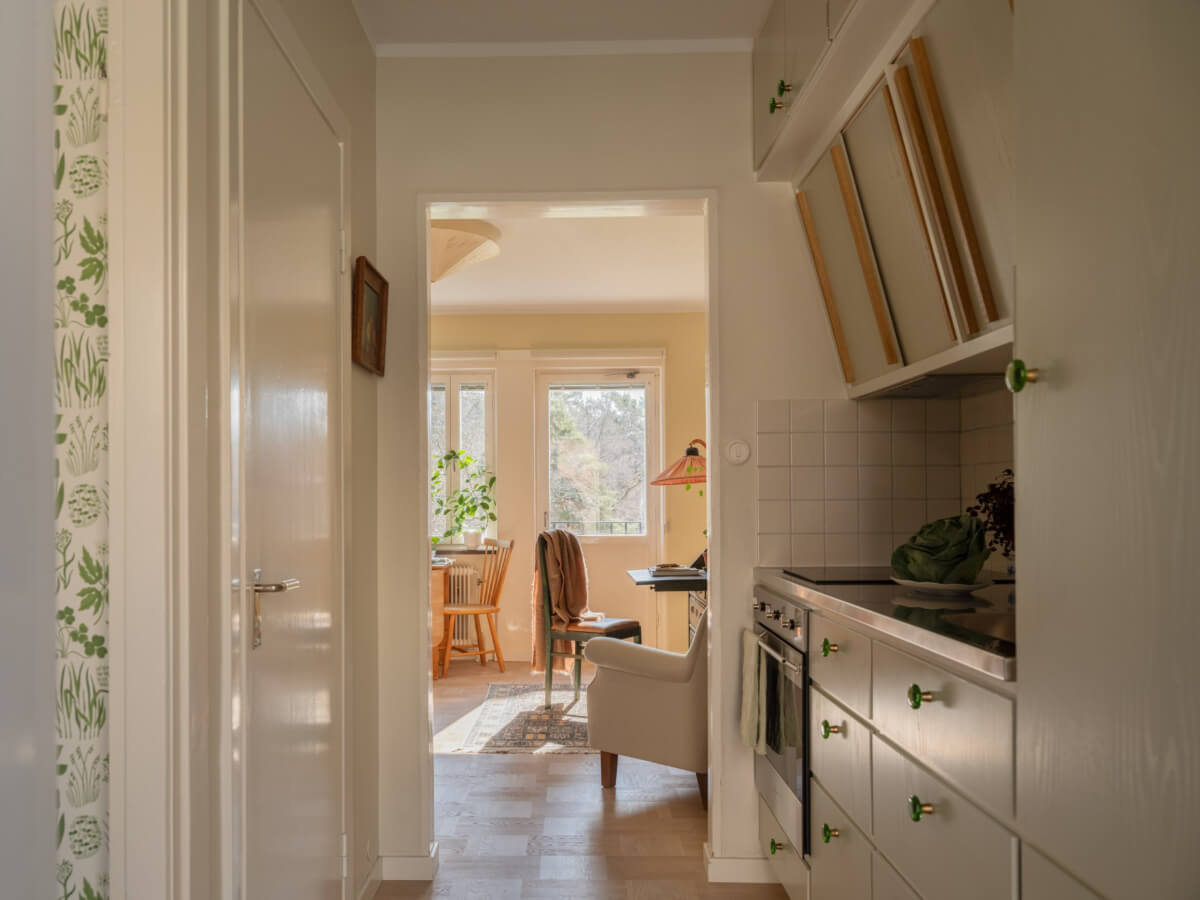 kitchen view into living room