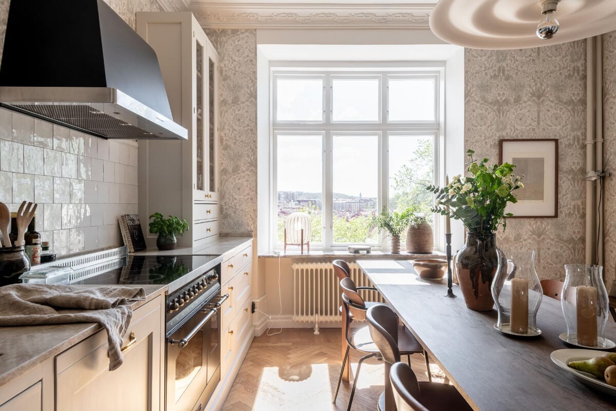 A Stunning Kitchen in a Classic Renovated Turn-of-the-Century Apartment 6 large kitchen window