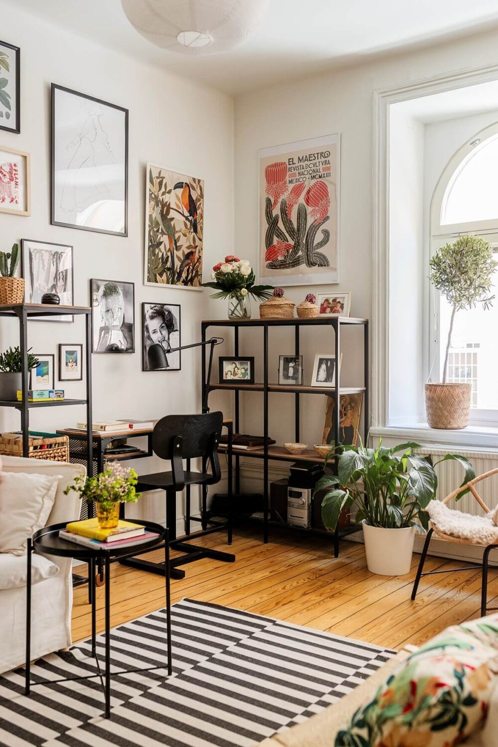 A Bright Family Apartment in Södermalm 3 living room corner with home office