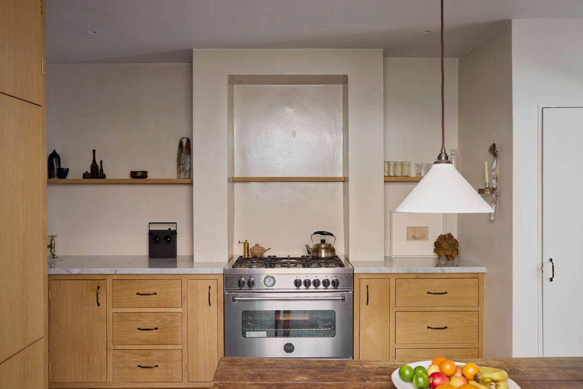 oak kitchen cabinets marble countertop