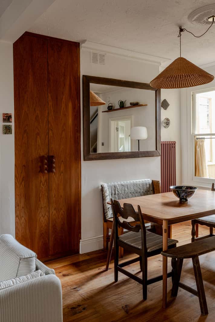 open plan living space built-in storage