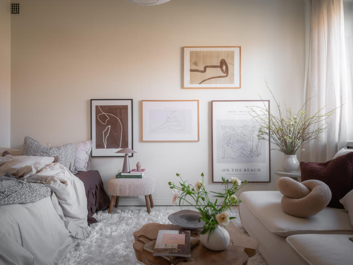 A Light-Colored Studio Apartment with a Cozy Kitchen 2 serene studio apartment