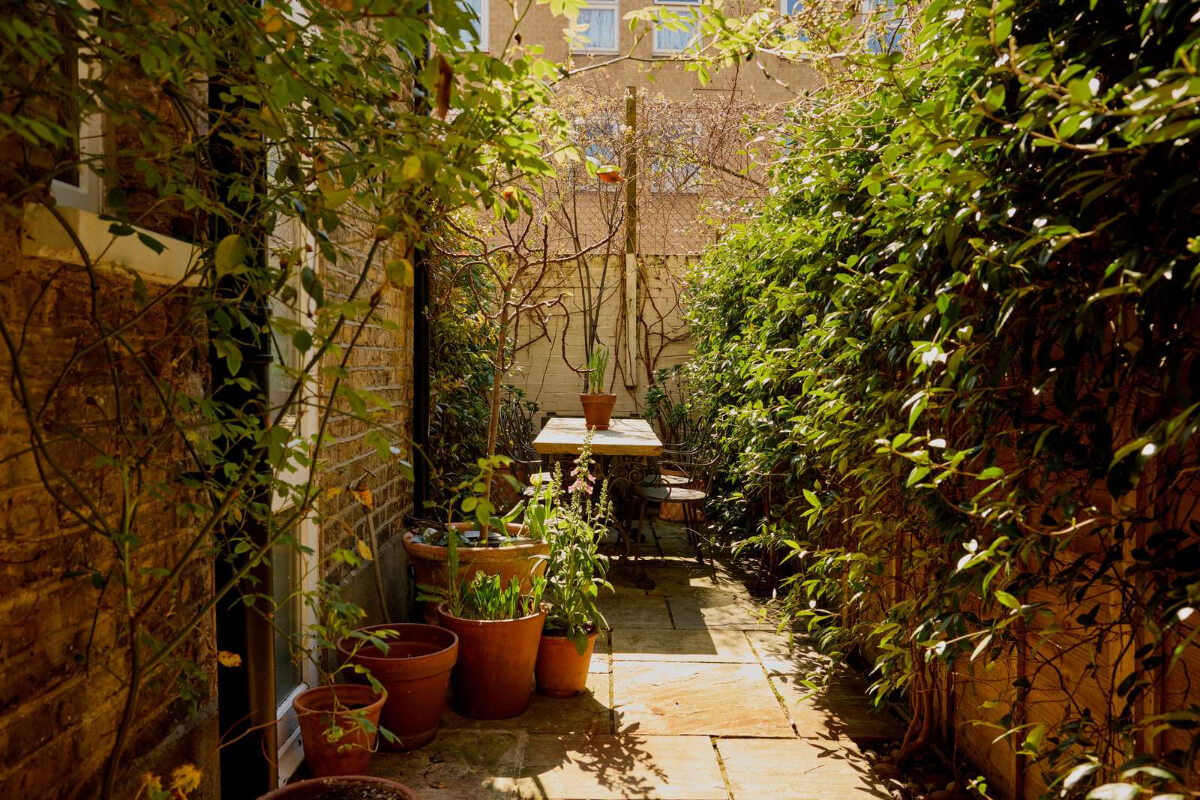 small paved garden greenery