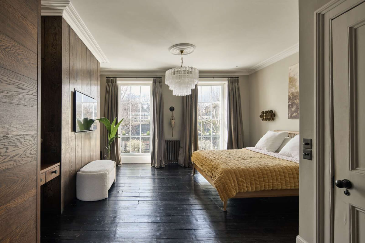 Light and Dark in a Spacious Victorian Townhouse in London 22 spacious gray bedroom wardrobes