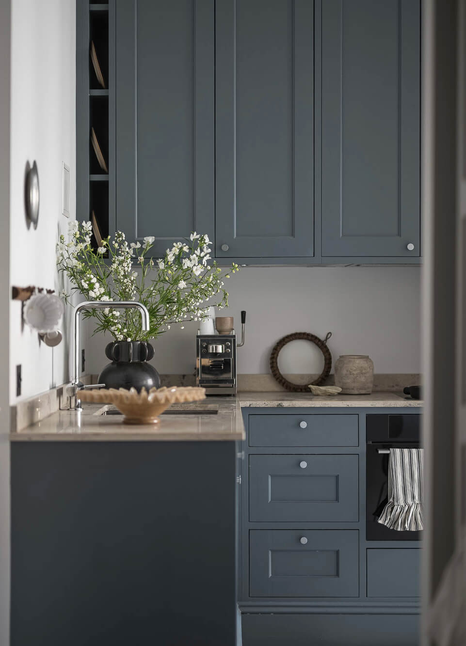 stylish blue kitchen scandinavian apartment