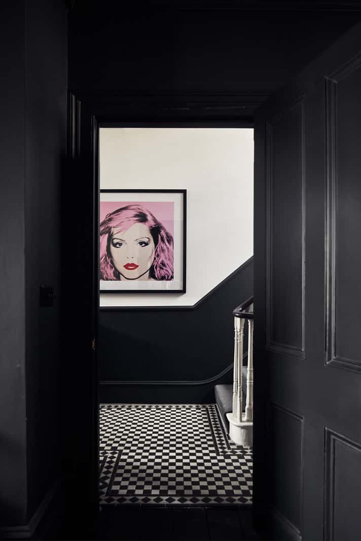 Light and Dark in a Spacious Victorian Townhouse in London 4 view into black and white hall