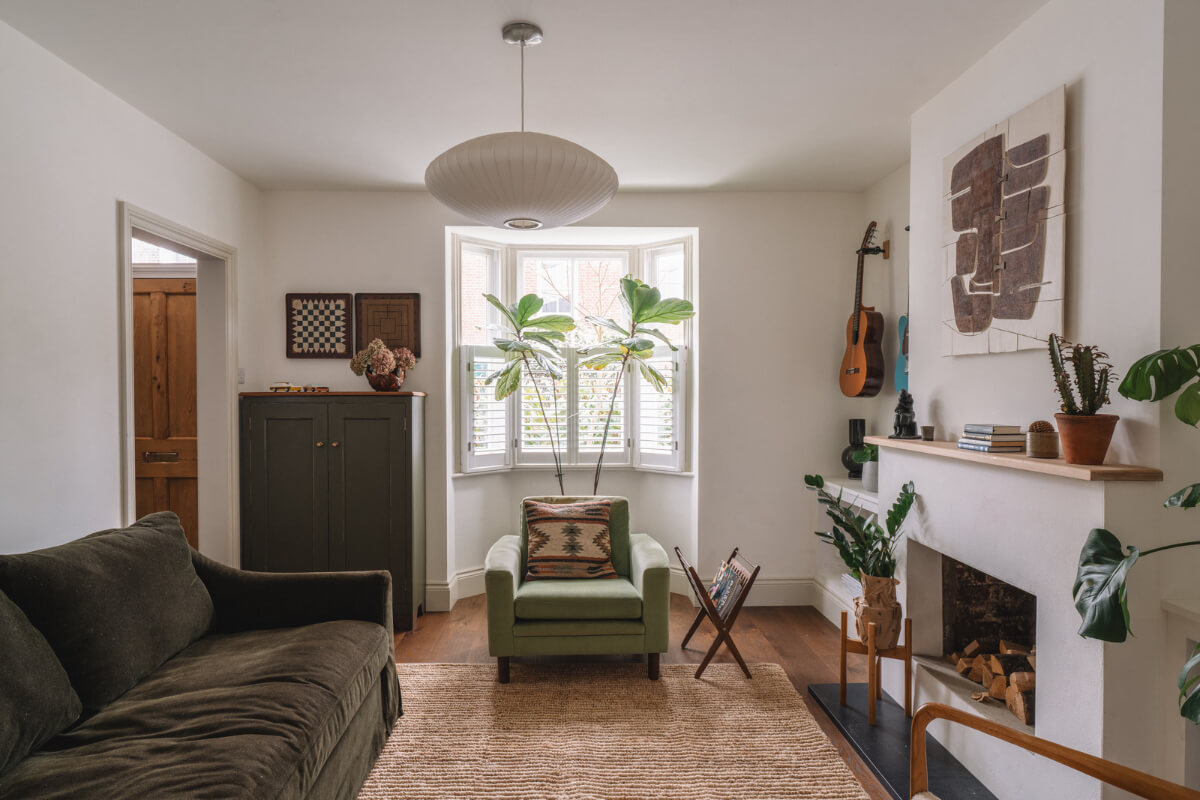 white living room bay window