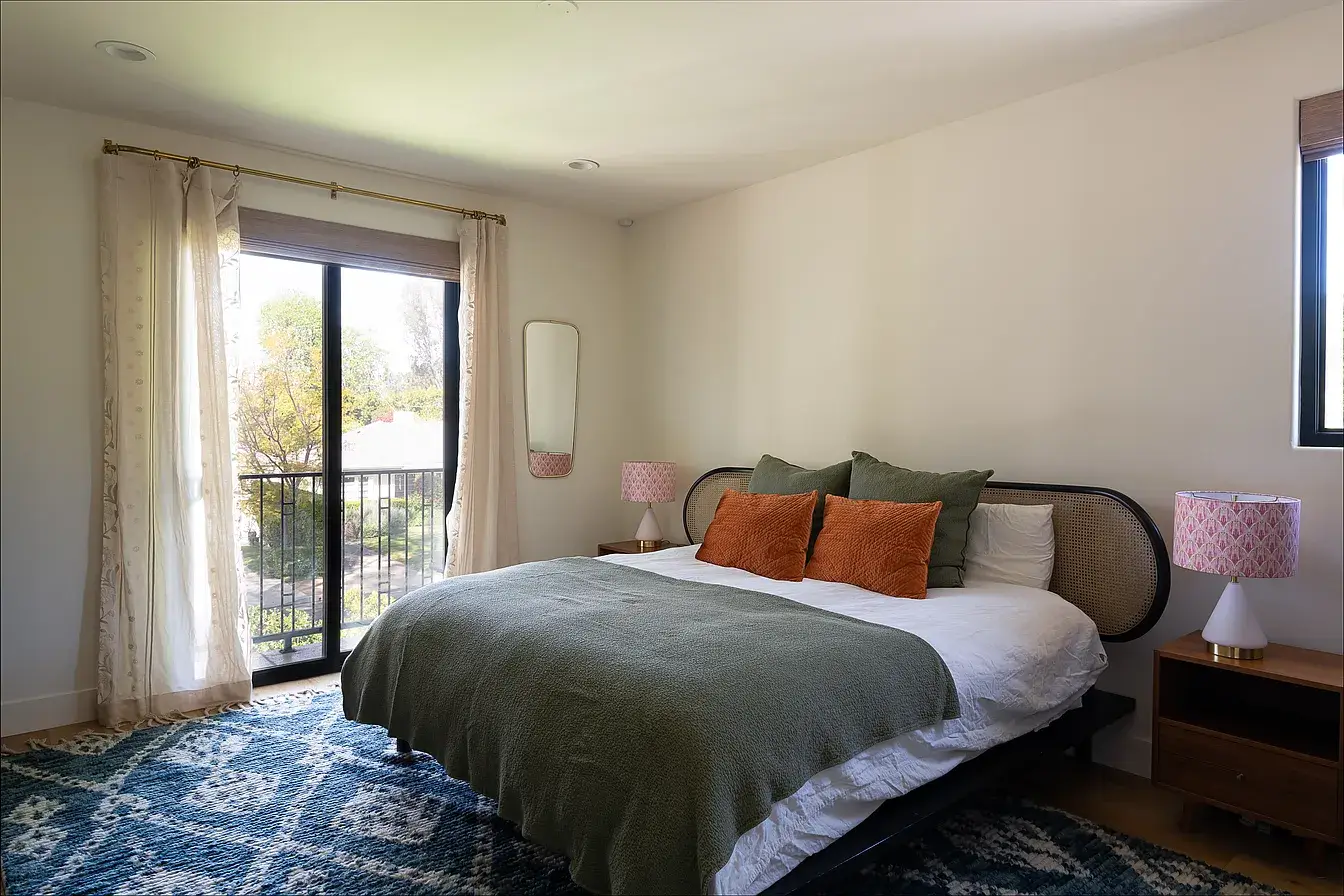 A Creative Sanctuary in Sherman Oaks Designed by Mendy Cheng 23 bedroom rounded cane headboard