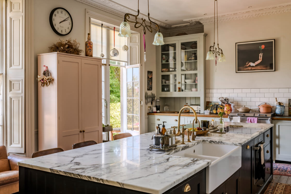 devol kitchen large island marble countertop pearl lowe somerset home nordroom