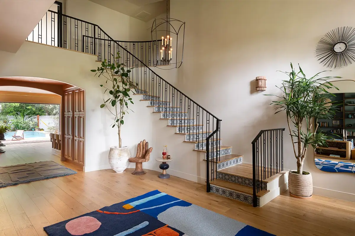 A Creative Sanctuary in Sherman Oaks Designed by Mendy Cheng 15 entry hall staircase tiles