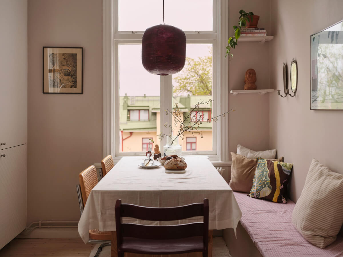 A Light Ground Floor Apartment with a Large Terrace 16 kitchen dining table with bench A Light Ground Floor Apartment with a Large Terrace