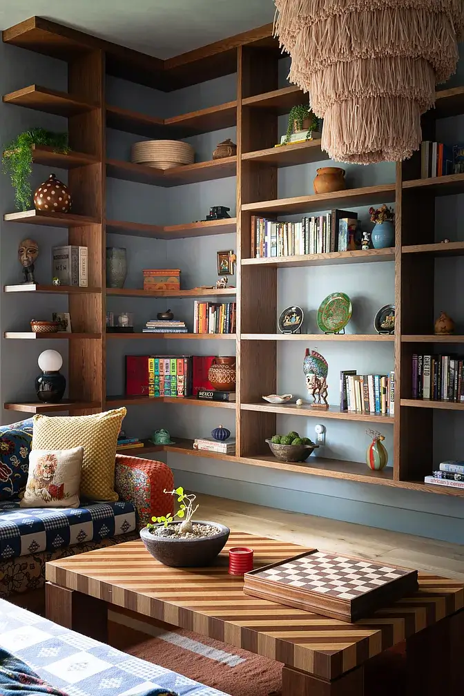 living room custom bookshelves