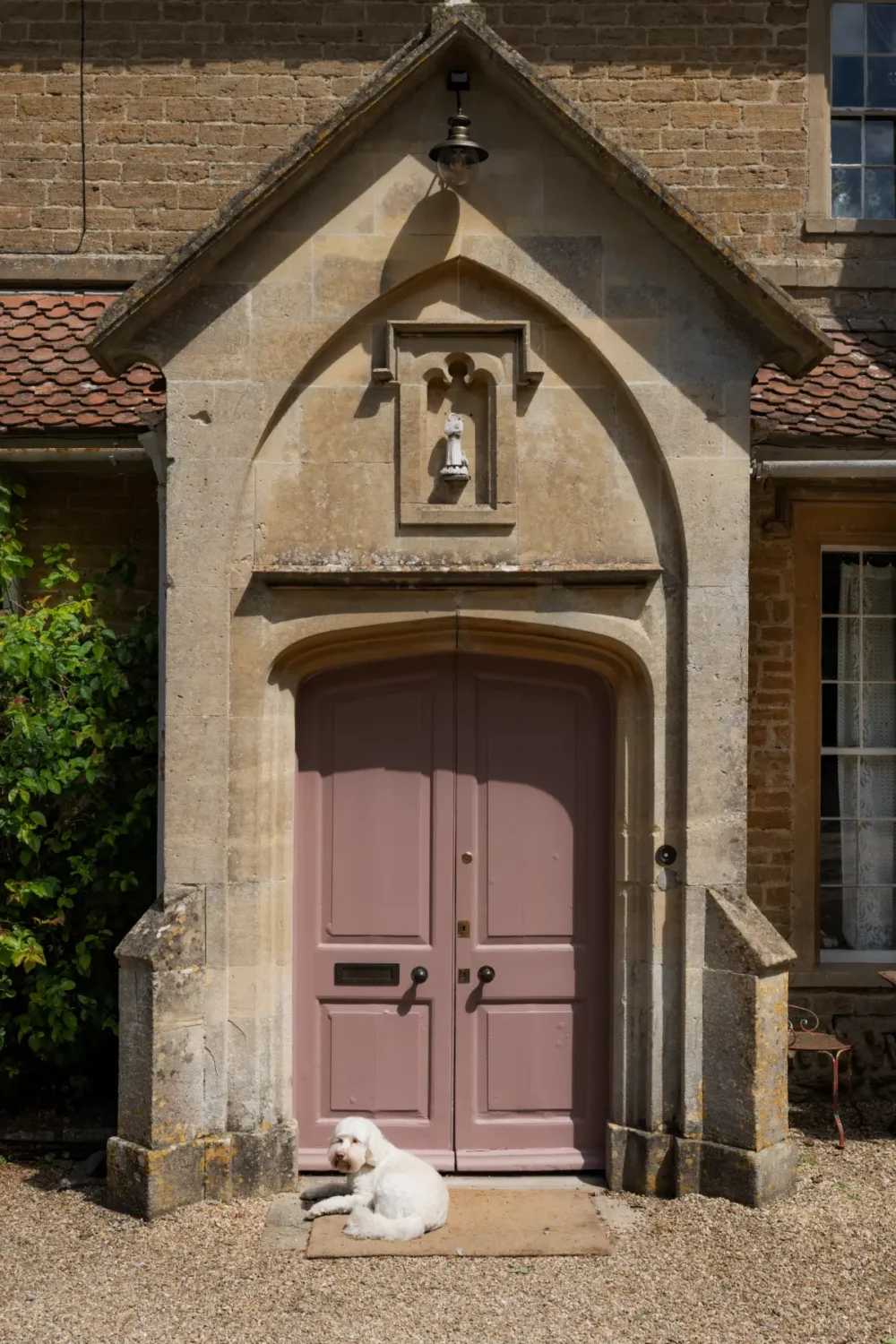 Pearl Lowe and Danny Goffey’s Eclectic Gothic Somerset Home Is For Sale 2 plum colored gothic front door pearl lowe somerset house Pearl Lowe and Danny Goffey’s Eclectic Gothic Somerset Home Is For Sale