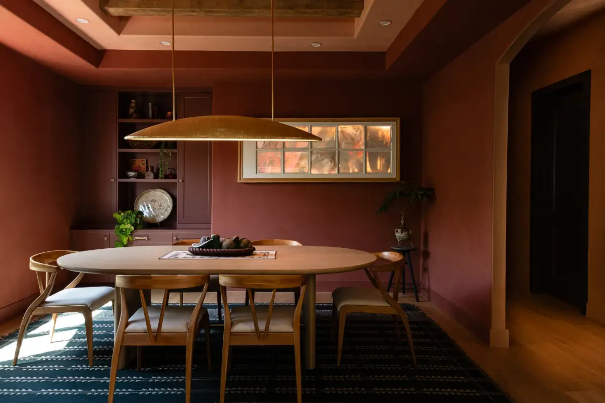 A Creative Sanctuary in Sherman Oaks Designed by Mendy Cheng 13 terracotta colored dining room