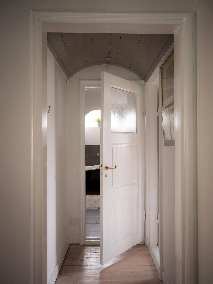 arched gray-painted ceiling