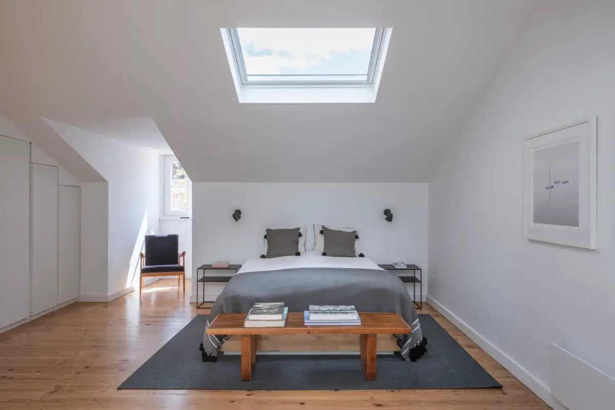 attic bedroom large skylight