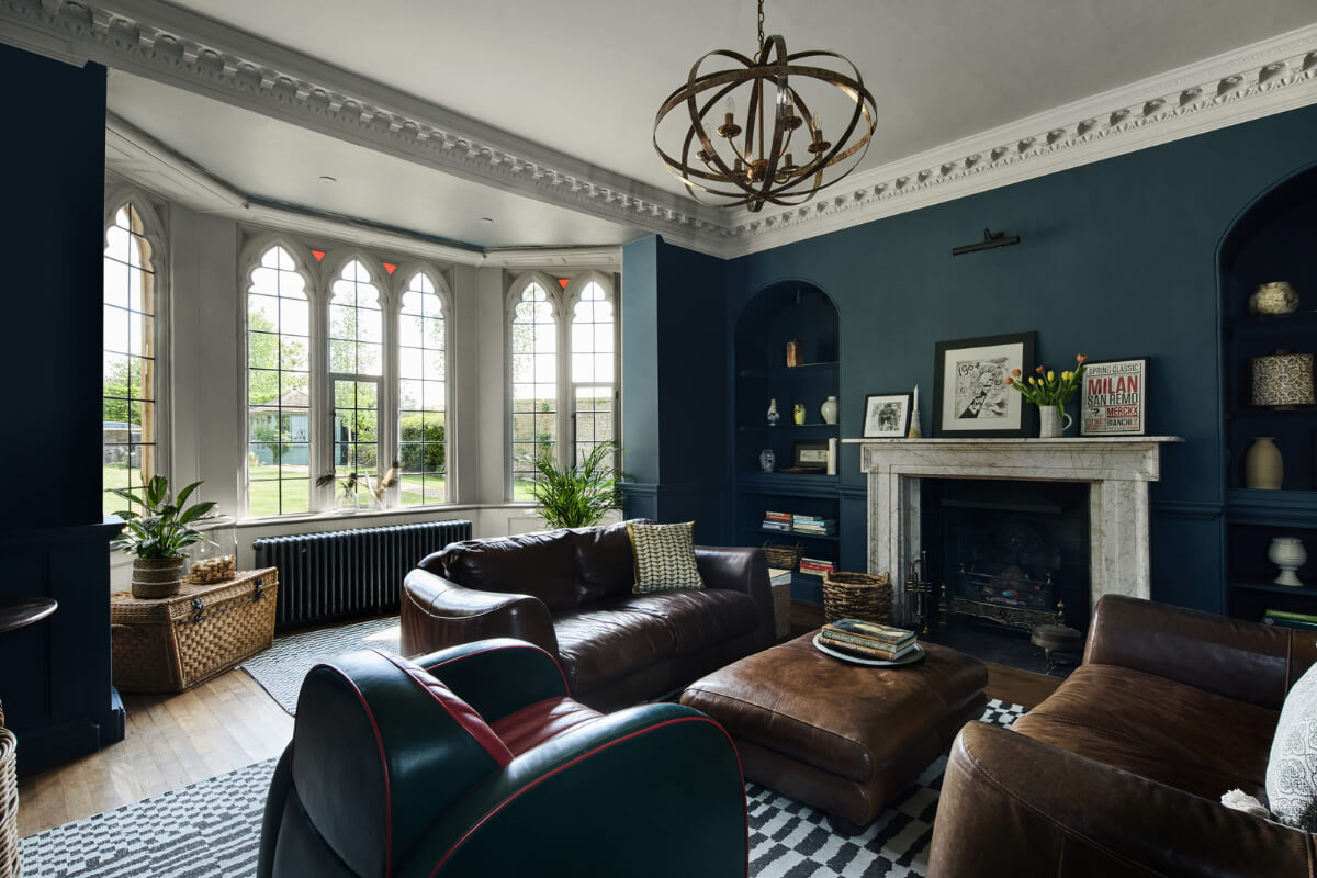 blue sitting room bay window