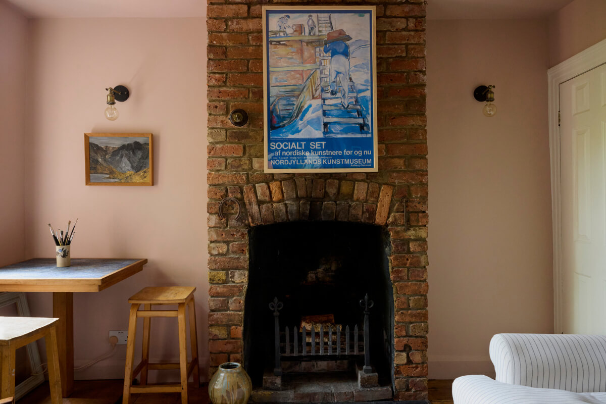 brick fireplace