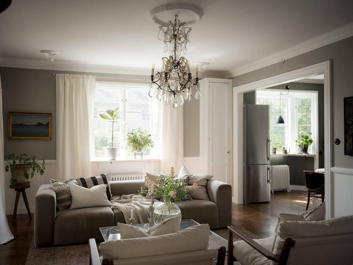 gray open-plan living space