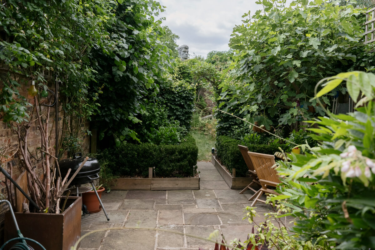 green city garden stone terrace